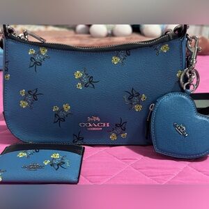 Coach crossbody with card case and bag charm